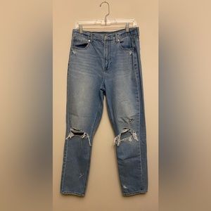 American Eagle Distressed Mom Light Blue Jeans, Sz 12 Long, Excellent Condition